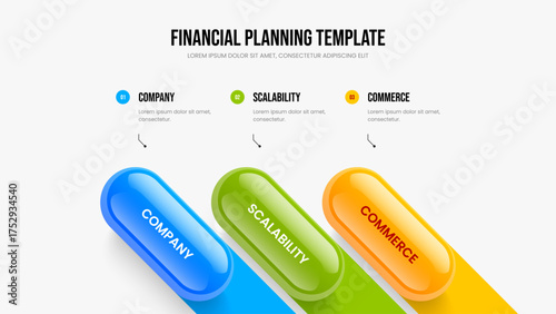 Enterprise Insight 3 Element Infographic Slideshow Layout. Professional Portfolio Three Step Diagram Presentation Template. Service Launch Slide Design Vector Illustration.