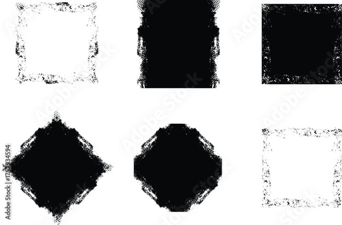 Mega bundle of different ink brush strokes:rectangle,square and round freehand drawings.Ink splatters,grungy painted lines,artistic design elements