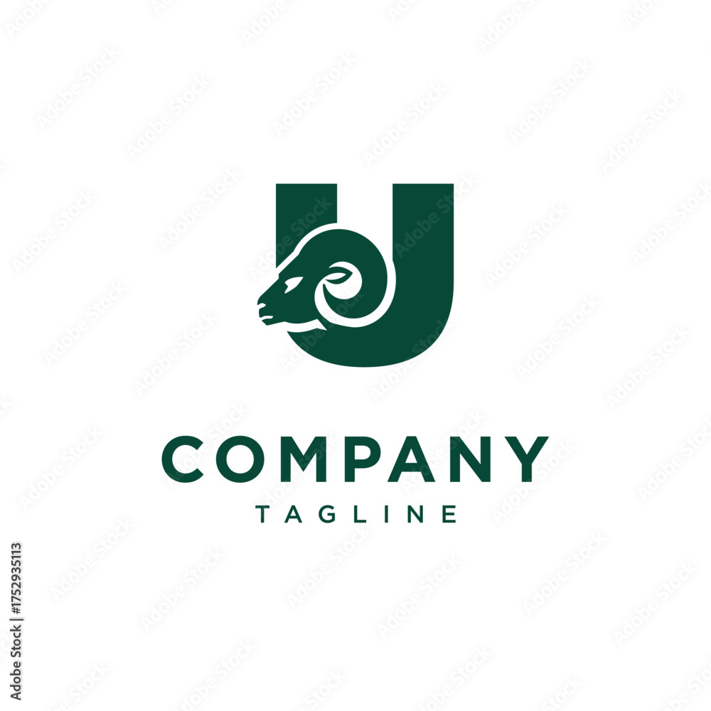 Fototapeta premium Letter U Ram Head Logo Icon Vector
