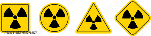 Radiation icon set. Nuclear icons. warning of dangerous radiation.  Radiology icon emblem. ionizing radio in circle
