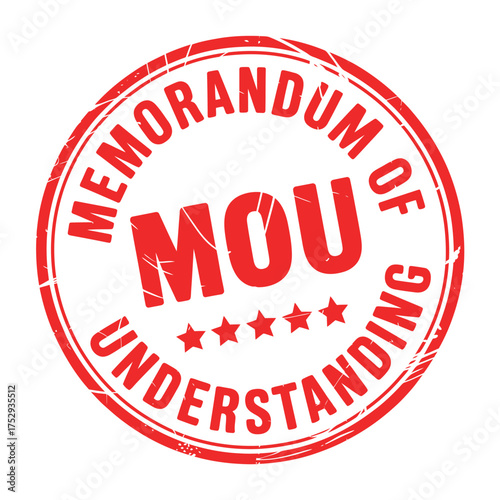 Red circular stamp with memorandum of understanding text