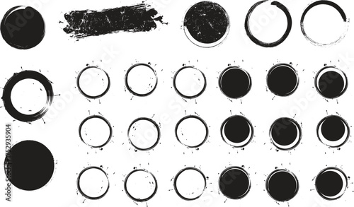 Mega bundle of different ink brush strokes:rectangle,square and round freehand drawings.Ink splatters,grungy painted lines,artistic design elements