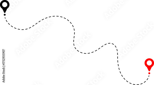 Route icon dotted line with location symbol. Travel path icon. flying plane with twisted. Dotted line route with location pin. destination pin
