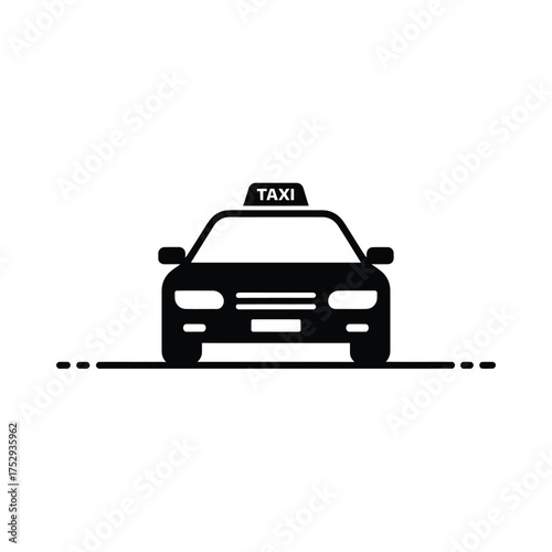Black silhouette of a taxi cab with a light on top