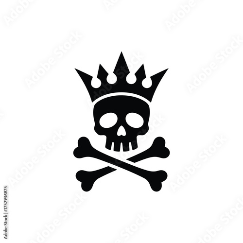 Skull and crossbones wearing a crown icon