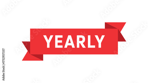 Red ribbon banner with the word yearly