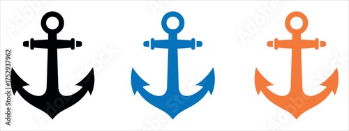 Vector illustration of a ship anchor icon symbolizing strength and stability at sea. Ideal for marine, sailing, and nautical branding or logo design.