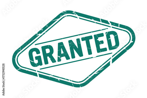 Green stamp with the word granted in bold letters
