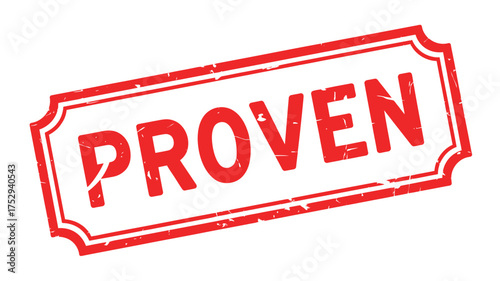 Red stamp with the word proven in bold letters