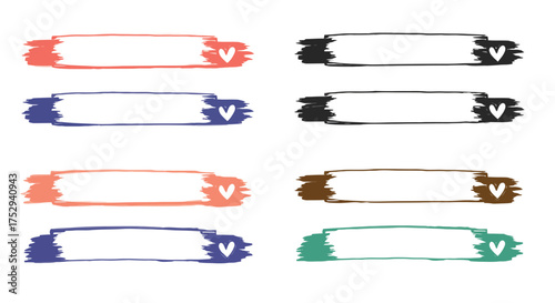 Collection of hand drawn rectangular frames in various vibrant colors