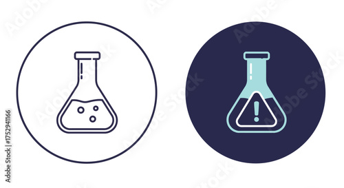 Two flask icons representing chemistry hazard and scientific exploration