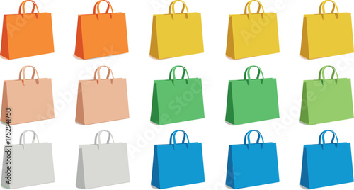 Colorful Shopping Bag Collection for Retail and E-commerce, Diverse Designs for Purchases