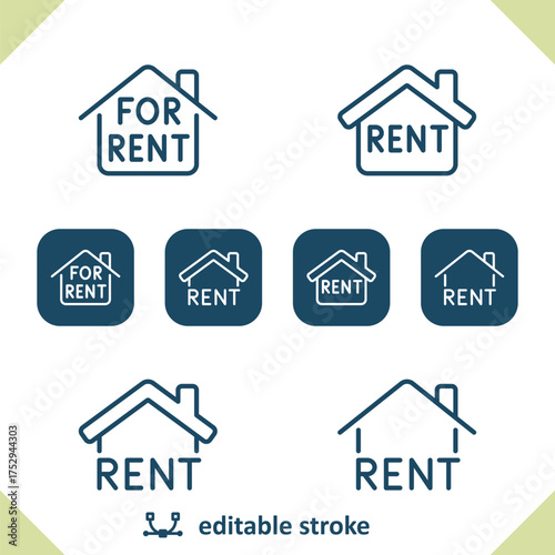 Real Estate Icons. Sign, For Rent, Home, House Icon