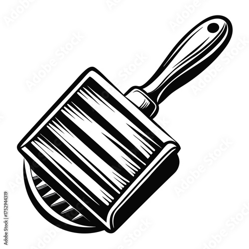 pizza cutter displays sharp wheel and structured blade within a clear white backdrop