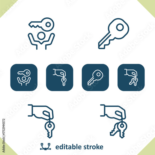 Keys Icons. Key, Lock, Hand Icon