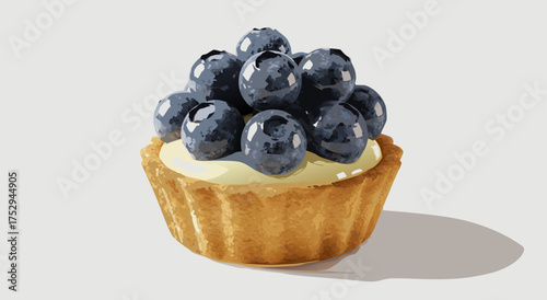 Vector of blueberry muffin isolated on white