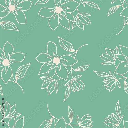 Vintage seamless floral pattern. Ditsy style background of small flowers. Small blooming flowers scattered over a white background. Stock vector for printing on surfaces and web design
