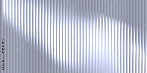 Glass prism texture background with vertical light dispersion. Refracted beams create glossy translucent effect with metallic reflections and soft highlights. Elegant realistic vector illustration.