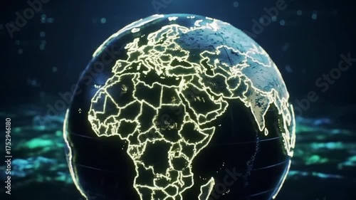 Glowing world globe animation illustrating global connection and technology