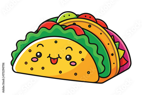Charming cartoon taco presents delightful colors and a friendly face to viewers with joy