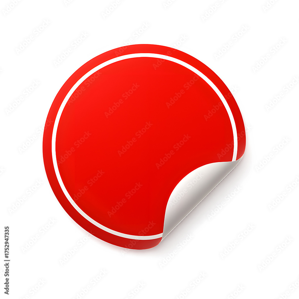 custom made wallpaper toronto digitalRed Round Sticker With White Border Peeling Corner On Transparent Background, Vector image