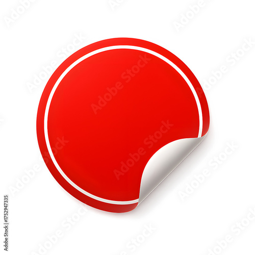 Wallpaper Mural Red Round Sticker With White Border Peeling Corner On Transparent Background, Vector image Torontodigital.ca