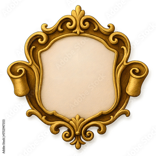 Wallpaper Mural Ornate Gold Frame With Scrollwork Border and Transparent Background, Vintage Baroque Style Display Frame Decor Torontodigital.ca