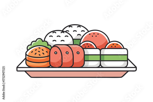 Delicious sushi set with different varieties arranged nicely on a serving platter