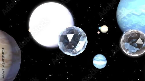 Animated planets in space with stars background for educational projects