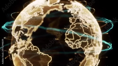 Abstract digital earth globe with connecting lines on a dark background