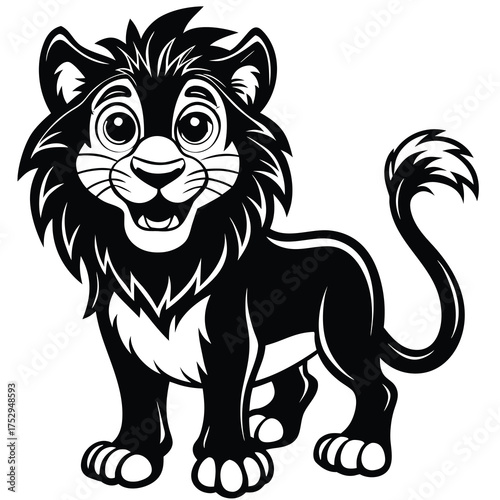 Black art tribal lion vector illustration of a wild animal head for a tattoo design