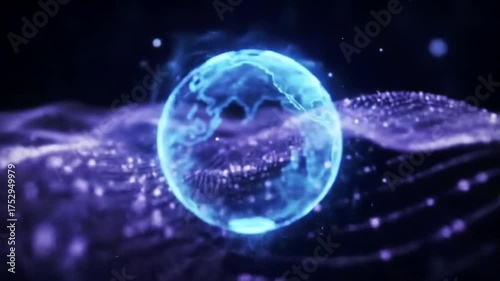 Digital globe futuristic visualization illustrating technology and global network