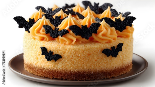 Wallpaper Mural Spooky mini cake decorated with orange frosting and tiny black bats, perfect for Halloween party, isolated on white background Torontodigital.ca