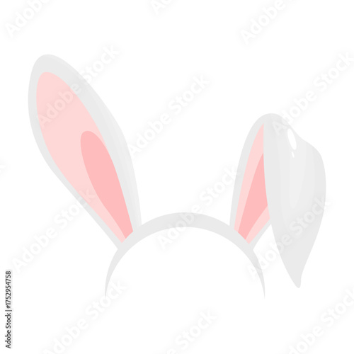 Rabbit ears realistic vector illustrations. Bunny ears kid headband, mask. Hare costume pink cartoon element. Photo editor, booth, video chat app color isolated cliparts