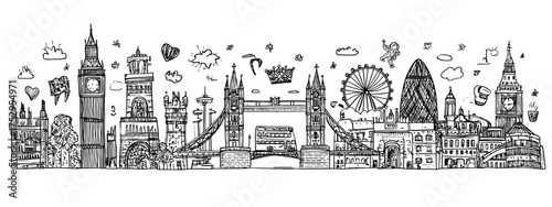 Hand-drawn London skyline illustration