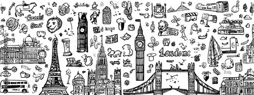 Iconic city landmarks illustration
