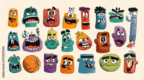 vector illustration of a set of colorful icons emoji faces 