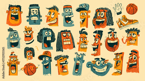 vector illustration of a set of colorful icons emoji faces 