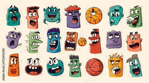 vector illustration of a set of colorful icons emoji faces 