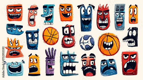 vector illustration of a set of colorful icons emoji faces 