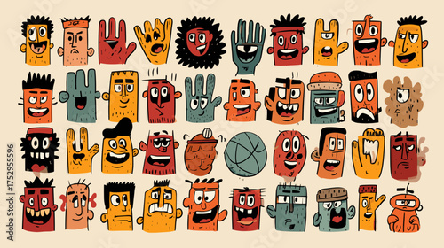 vector illustration of a set of colorful icons emoji faces 