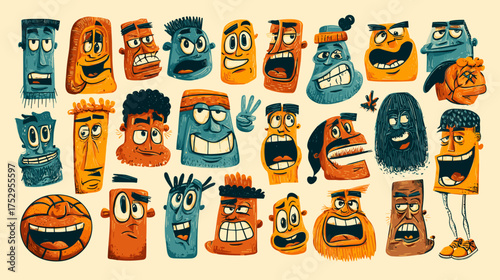 vector illustration of a set of colorful icons emoji faces 