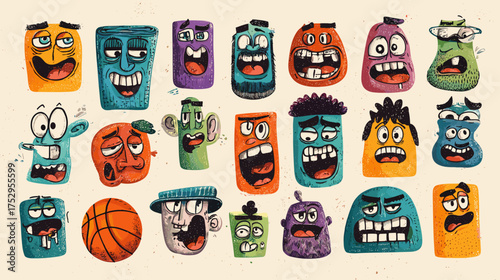 vector illustration of a set of colorful icons emoji faces 