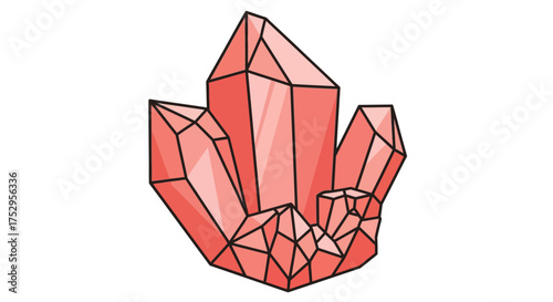 Red crystal cluster illustration A striking graphic element for diverse design applications