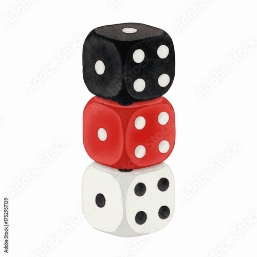 Dice in Black and Red Black, Red, White A Roll of Fate isolated watercolor vector illustration svg