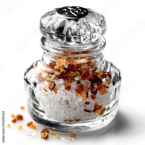 Gourmet Salt Blend in Clear Glass Jar with Crystal Lid on White