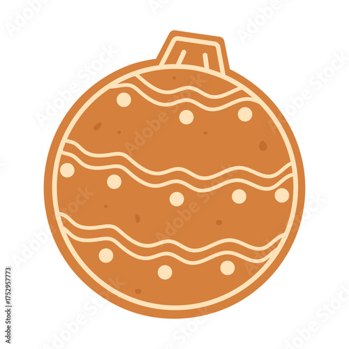 Gingerbread ball cookie. Christmas pastries. Flat vector isolated illustration