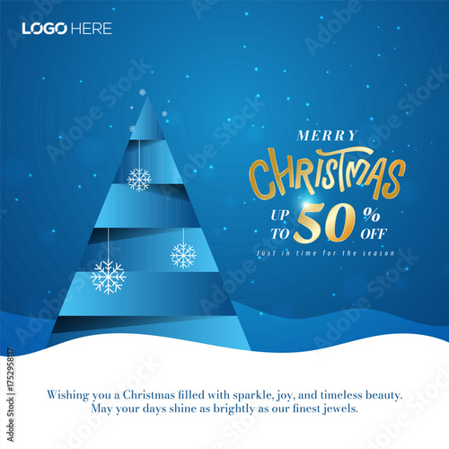 Creative Christmas social media post for a jewelry brand featuring a modern blue design with sparkling snowflakes. Perfect for jewelers’ holiday promotions, luxury marketing, and festive advertising.