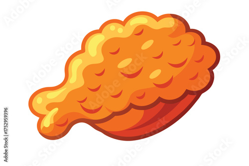 Golden deep fried chicken wing displays a crispy texture on a pure white background