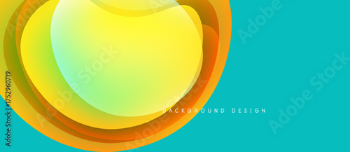Abstract vibrant layers create dynamic visual effect. Yellow, orange, turquoise blend smoothly, forming modern backdrop.